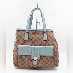 CB54 ❤️ Gucci GG Heart Vintage Canvas Tote Bag